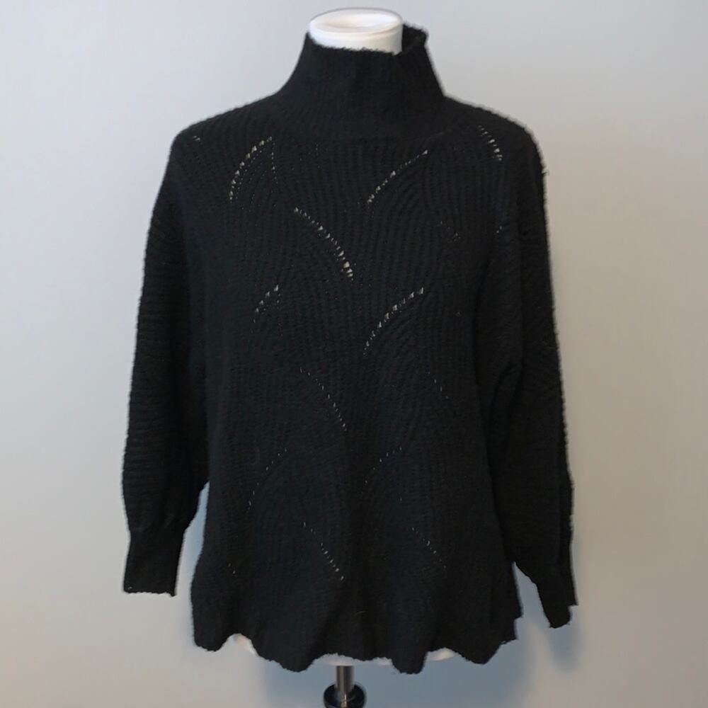Wonderly Oversize Knit Black Mock Neck Sweater Sz M